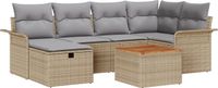 vidaXL - Tuinbank - Set - 7 - st - Beige - poly - rattan