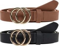 ONLY - ONLRASMI FAUX LEATHER JEANS BELT 2-PACK - Bruin