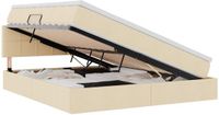 vidaXL LED-opbergbed met matras, Crème, 180 x 200 cm, Stof