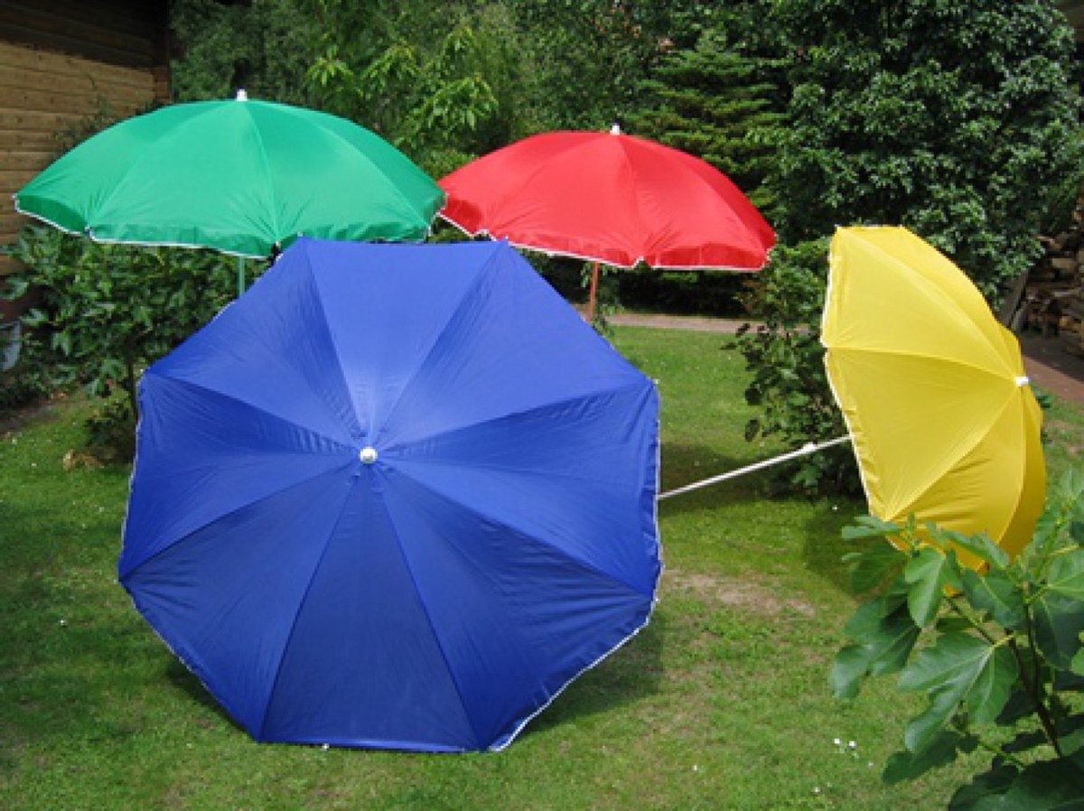 MooieDeal Beach Parasol - Ø180 cm - UPF 15 - Inclusief parasolhouder schroefdraad 58 cm - Strandparasol - Meerdere kleuren verkrijgbaar!