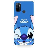 Maniacase Etui Oppo A32 steek schattig ohana steek blauw voorkant