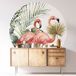 Flamants Roses Sticker Mural Rond / Cercle - Diamètre 100 Cm - Adhésif + Protection Brillante