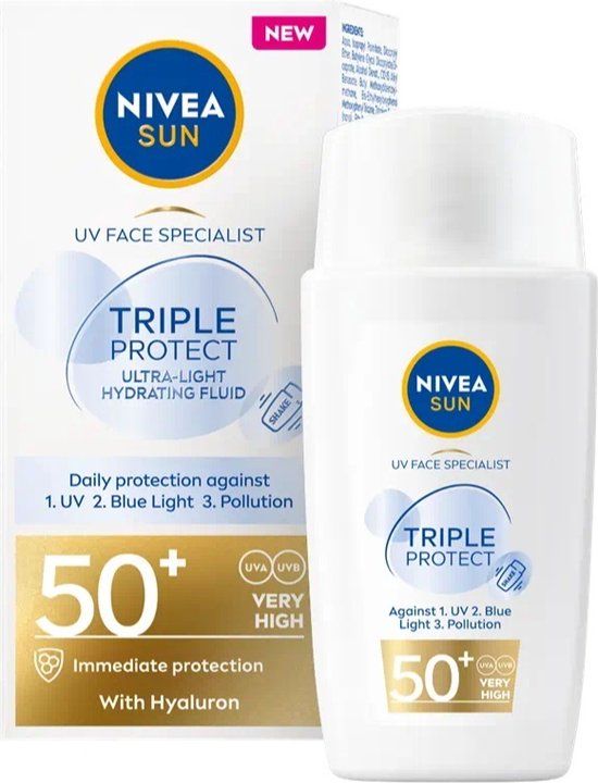 NIVEA SUN UV Face Specialist Triple Protect Fluid Zonnebrand Gezicht - SPF 50+ - 40 ml