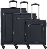 American Tourister Avantour 4 wielen Kofferset 3-delig met uitbreidingsplooi - Zachte bagage - TSA slot - navy