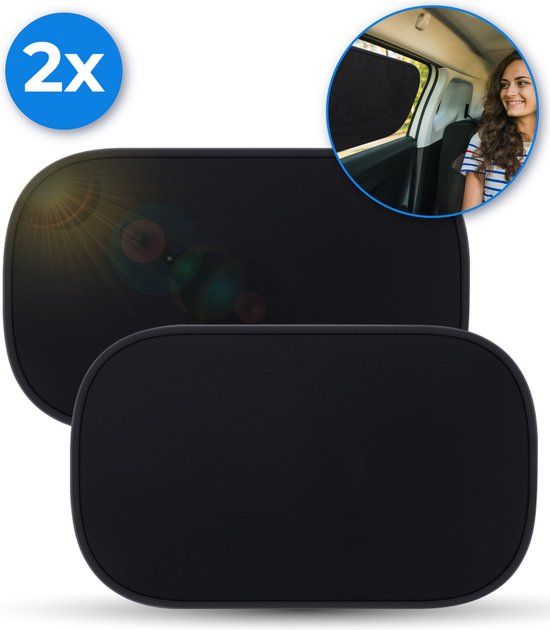 Nuvance - Zonnescherm Auto Baby - 2 Stuks - UV Protectie - Zelfklevend - Zwart
