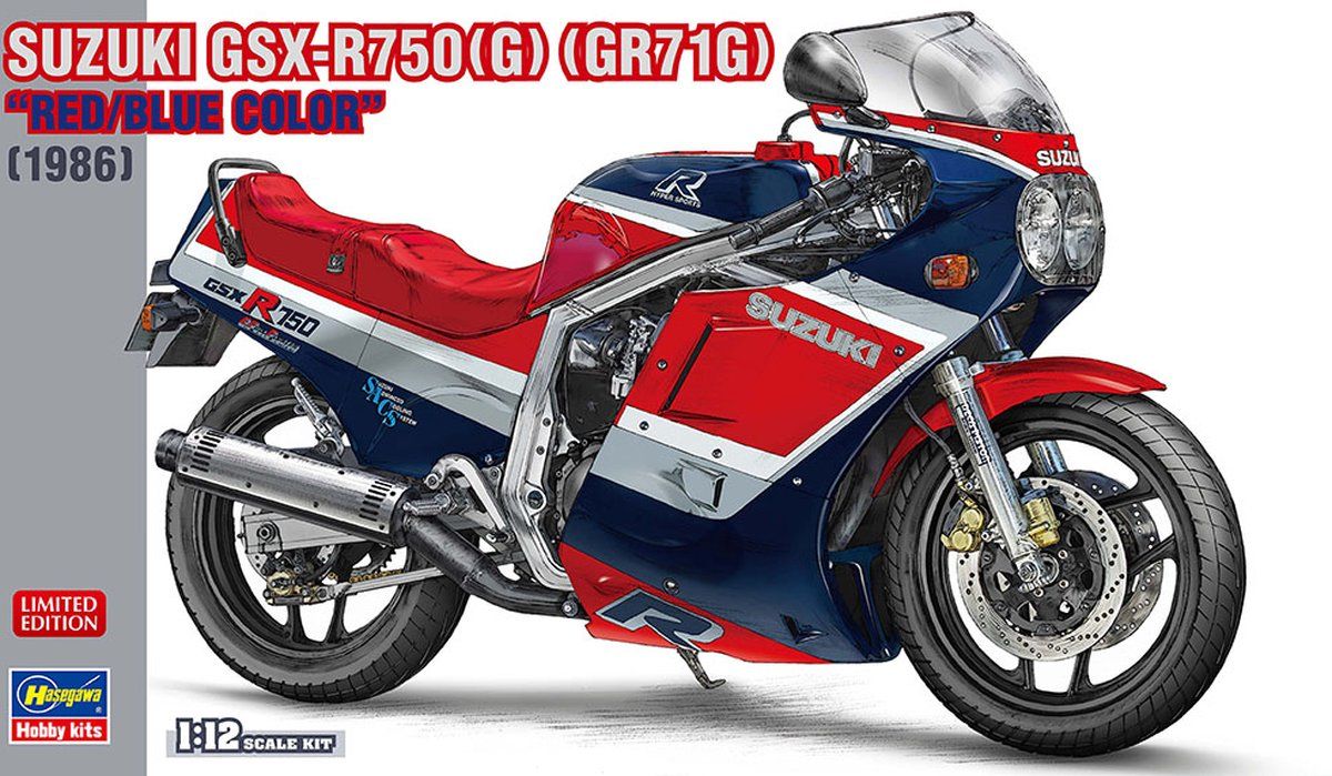 Hasegawa 1:12 Suzuki GSX-R750 (G)(GR71G) Red/Blue Plastic kit