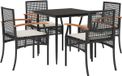 vidaXL 5-delige Tuinset met Kussens Poly Rattan Zwart