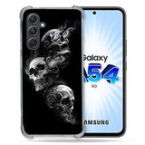 Cokitec Beschermhoes van gehard glas voor Samsung Galaxy A54 5G, motief: doodskop