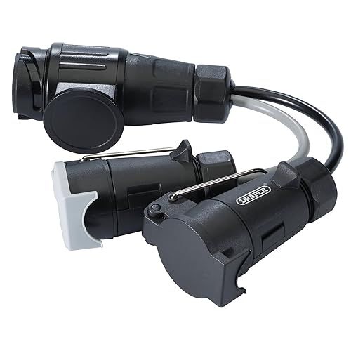 Draper 99661 Trailer Converter - 13-Pin Euro to 7-Pin N-Type, Black