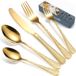 Set de couverts dorée, 30 pièces, acier inoxydable, lavable au lave-vaisselle