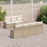 vidaXL Tuinbank Set met kussen 8 pcs Beige poly rattan