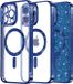 Techsuit Hoesje geschikt voor Apple iPhone 14 Pro - Luxury Glitter Back Cover - Geschikt voor MagSafe - Donkerblauw