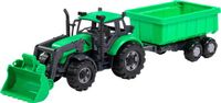 Cavallino Bruder Cavallino tractor met lader en aanhang kiepwagen groen, schaal 1:32