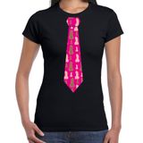 Bellatio Decorations Vrijgezellenfeest Stropdas T-shirt met Piemels - Dames - Zwart L