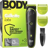 Gillette Labs i3 Body + Tondeuse intime pour homme avec technologie SkinFirst – Rasoir intime pour homme pour le corps et les parties intimes, étanche – Noir/vert
