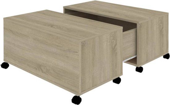 vidaXL Salontafel 75x75x38 cm Bewerkt Hout Sonoma Eikenkleurig