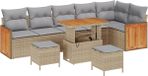 vidaXL Ensemble de banc de jardin 9 pièces 8 places beige et gris clair