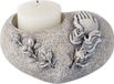 Novaliv Décoration de tombe cœur mains grises priantes décoration de tombe cœur de tombe décoration de tombe résistante aux intempéries pierre commémorative porte-bougie chauffe-plat pierre de deuil