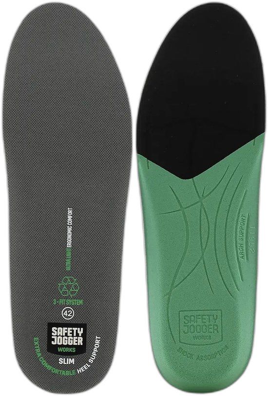 Safety Jogger SJ3FITS Inlegzool - Zwart/Groen - Maat 37