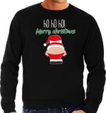 Bellatio Decorations foute kersttrui/sweater heren - Kerstman - zwart - Merry Christmas S
