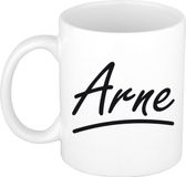 Bellatio Decorations Shoppartners Bv Arne Naam koffiemok - beker - met sierlijke letters - wit