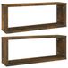 VidaXL Wandschappen Kubus 2 stuks 60x15x23 cm Bewerkt Hout Gerookt Eiken