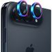 Blueo Film de protection pour caméra arrière avec cadre en métal pour Apple iPhone Duo, verre trempé, multicolore