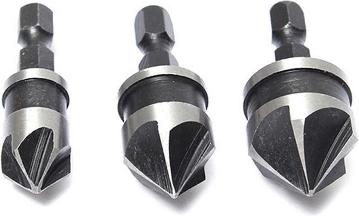 HaverCo Countersink boot set 3 stuks 12mm 16mm 19mm Metaal Hout 1/4 opname