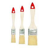 M7 3-delige set platte kwasten: 1x 3/4" (ca. 20 mm), 1x 1“ (ca. 25 mm), 1x 1,5“ (ca. 38 mm), serie 30/serie 01, lakkwast met synthetische lichte haren, schilderkwast met natuurhout, stalen huls