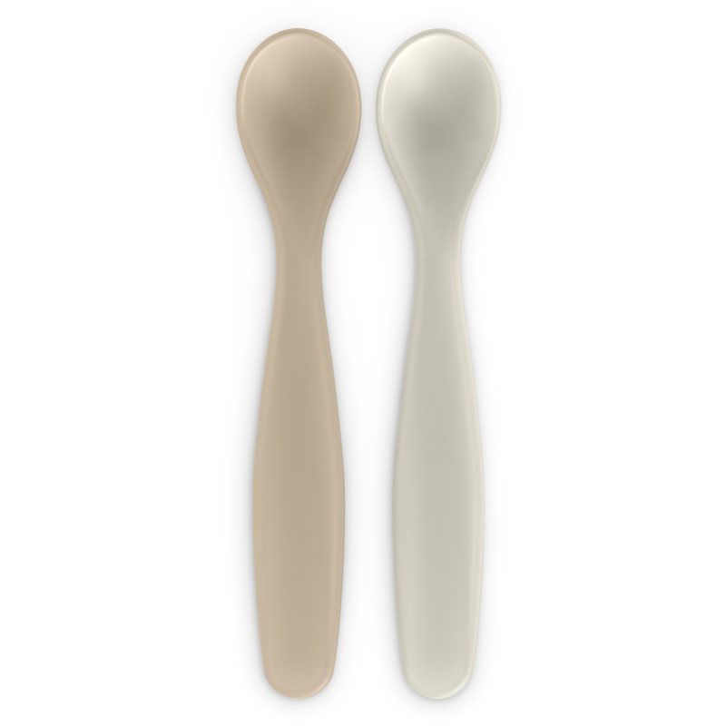 Suavinex, Set van 2 lepels voor baby's. Geschikt voor gevoelige tandvlees. Voor bouillons en kleine potjes. Geschikt voor de vaatwasser – voor baby's + 4 maanden, beige