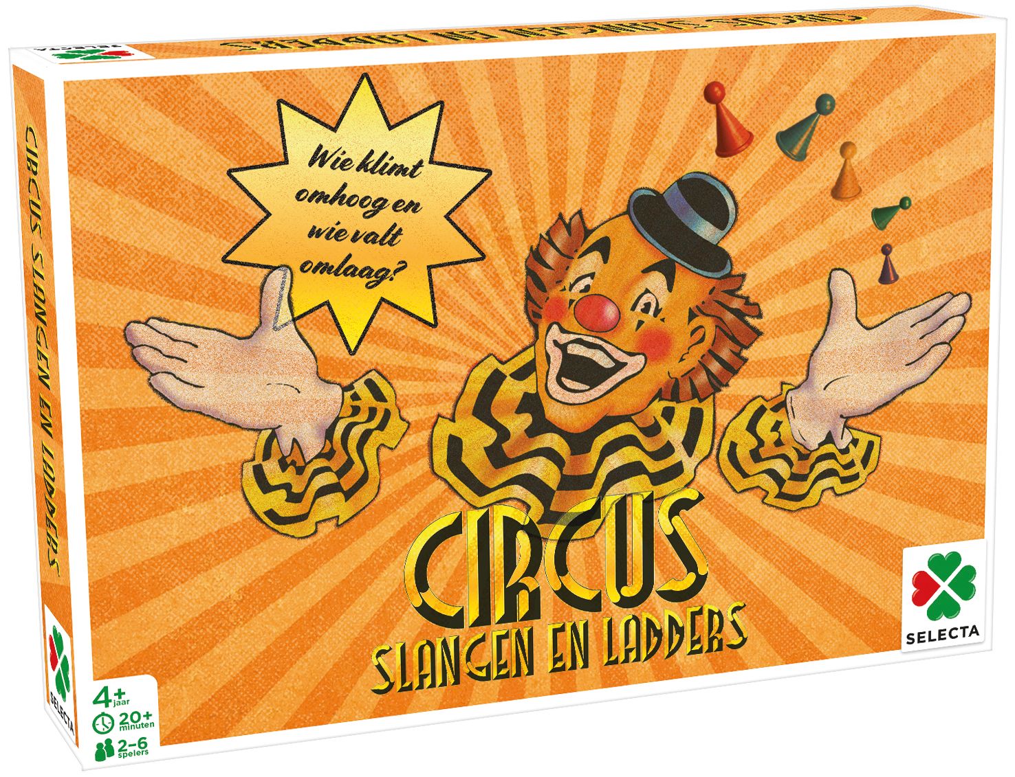 Selecta Spellen van toen: Circus / Slangen en Ladders - Bordspel - Meerkleurig