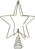 Lumineo Verlichte kerst piek ster - zilver - H25 cm - 20 leds - kunststof