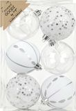 Inge-glas Inge Christmas Goodz luxe kerstballen - 12x - 8 cm - kunststof - zilver/wit