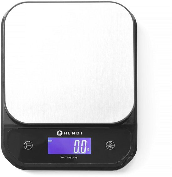 Hendi Precisie Keukenweegschaal - tot 10 KG - Zwart-RVS