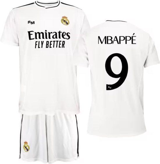 Real Madrid CF Real Madrid Thuis Tenue 2024/2025 - Kylian Mbappé - Maat 164 - Voetbaltenue Kinderen - Shirt en Broekje
