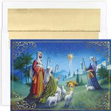 Masterpiece Studios Holiday Brights Collection 16-Count Boxed Religieuze Kerstkaarten met Enveloppen, 19,8 cm x 14,2 cm, herders horloge (911100)