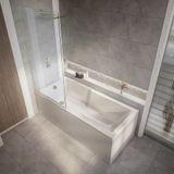 Hudson Reed Sandford Baignoire douche rectangulaire moderne - 170 x 75 cm - Pare baignoire laiton ancien - Tablier frontal & latéral