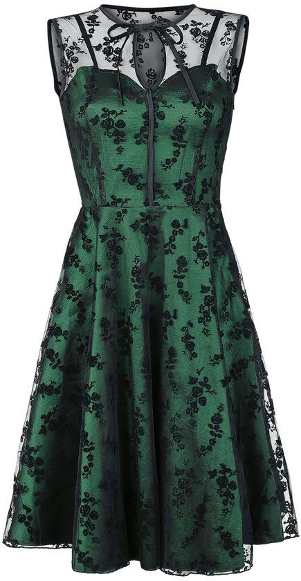 Voodoo Vixen Emerald Dames Midi-jurk - groen - 4XL