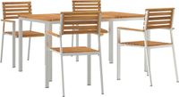 vidaXL Eettafel Set Massief Acaciahout en Roestvrij Staal Bruin