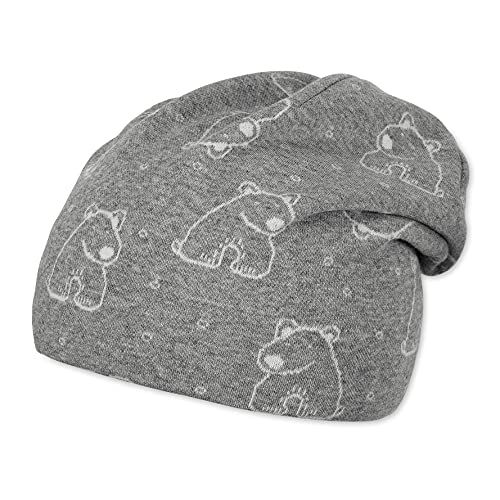 Sterntaler Baby Boys Slouch Beanie Ice Bear Hat, Silver Gem, 51