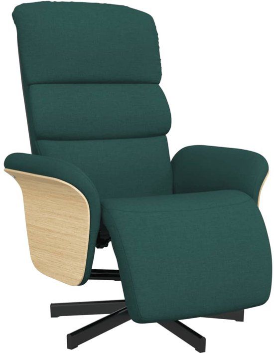 vidaXL Fauteuil verstelbaar met voetensteun stof donkergroen