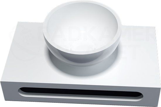 Badkamerplanet Solid Surface Waskom Rond met Planchet - Wit - 40mm breed