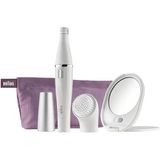 Braun Face 830 Gezichtsreinigingsborstel en epilator met tas en spiegel