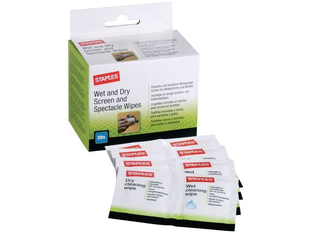 Staples Vochtige en droge schermdoekjes