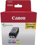 Canon CLI-521 cartouches d'encre, multipack, cyan, magenta, jaune, original, 9 ml par cartouche
