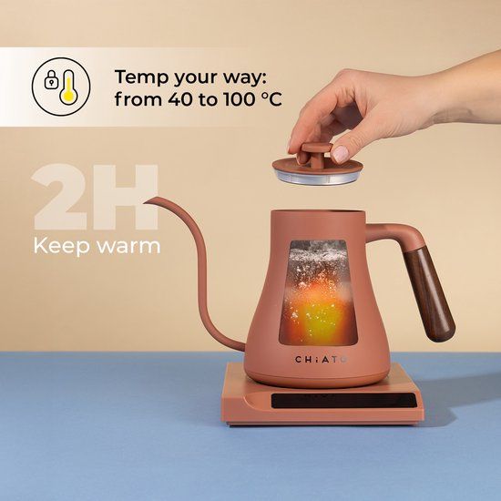 CHiATO flowPLAY Gooseneck Elektrische waterkoker, 0,6 l - Terracotta