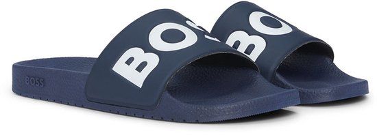 Hugo Boss heren BOSS slippers contrast logo blauw