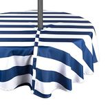 DII Het blauwe Openluchttafelkleed van de Cabana-Streep met Ritssluiting, 52" Ronde w Nautische