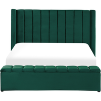 BELIANI Beliani NOYERS - Bed met opbergruimte - Groen - 160 x 200 cm - Fluweel