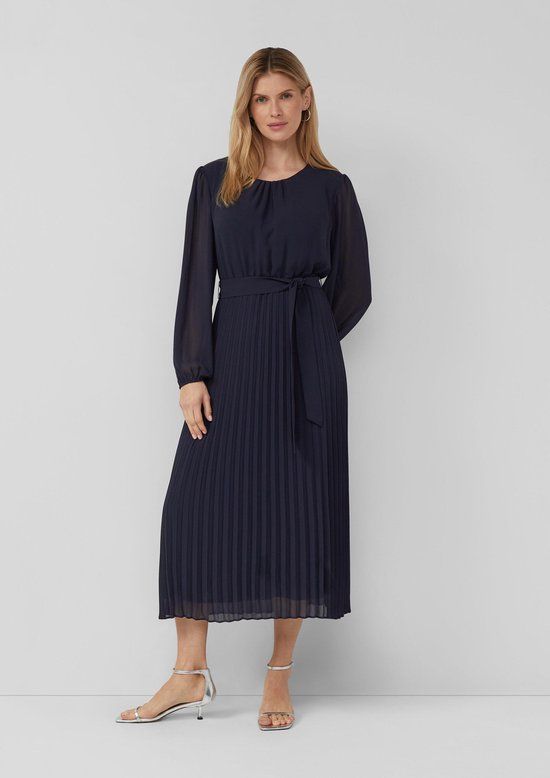 s.Oliver BLACK LABEL midi jurk donkerblauw
